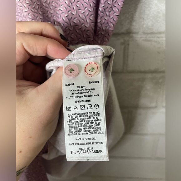 Ted Baker London Men’s Button Down Geo Print Short Sleeve Top size 6 - Picture 8 of 9